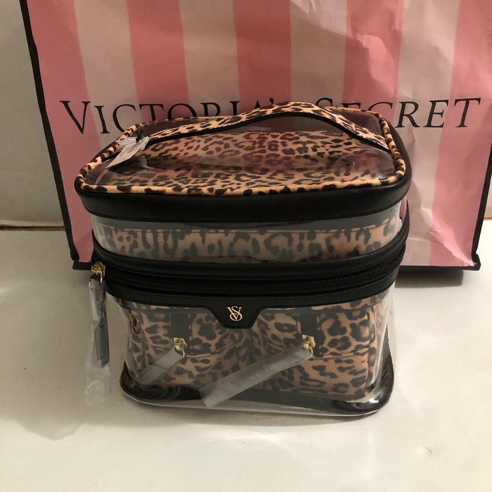 Victoria’s Secret Vanity Case 4 In 1 Travel Set Cosmetic Bag Leopard